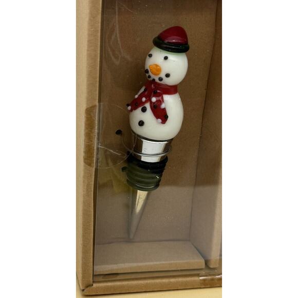Christmas Snowman Bottle Stopper & 4 Wine Charms Christmas Tree Santa Claus NEW - Picture 2 of 7